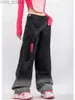 Damesjeans Y2K Harajuku Wide Zuage High Taille Pocket Pink Proze jeans broek 2023 lente/zomer dames retro traan straatjeans broek YQ240423