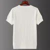 MENS KORT SLEEVE T-SHIRTS V-Neck Casual Knitting Rands Topps All-Match Solid Color Pullover Soft Slim Fit Breattable T Shirt 240412