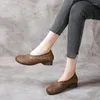 Casual schoenen dikke hak zachte zool dames koehide ondiepe monddeksel en voetleer