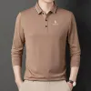 Camisas Hazzys Roupas de golfe masculino Campa sólida de cor sólida Camiseta de manga comprida e camisa de pólo de lapela casual jovem vá com a camisa base