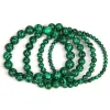 Strängar naturlig grön malachite stenarmband 4/6/8/10mm handgjorda runda pärlor armband par energyogar armband män kvinnor smycken