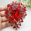 Brooches Luxury Design Style Art Nouveau Red Flower Woman Brooch Pin Crystal Rhinestone Women Clothes Scarf Buckle Fashion Jewelry Gifts