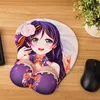 Мышиные навесные запястья отдыхают Tojo Nozomi Anime 3D грудь Ecchi Mousepad Gaming Gel Wrist Rest Y240423