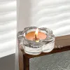 Candles Darling Family Ins Transparent Flowers Glass Round Candle Tea Light Holder Candlestick For Birthday Engagement Wedding Party DIY