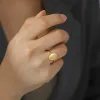バンドjdzqj幾何学楕円形のリングステンレススチールゴールドカラー女性指輪ファッションミニマリストジュエリー2023チャートマスギフト卸売