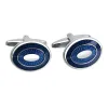 Links SAVOYSHI Newest Blue Enamel Cufflinks for Mens Brand Oval Cuff buttons High Quality Cuff link man Business Gift Free Custom Name