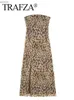 Urban Seksowne sukienki Trafza Kobiety moda sukienka bez ramiączek Summer Sukienki Midi For Floral Tiulle dla kobiet