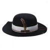 Berets Cosplay Flat Top Hat Wool Fedora Jazzhat Musical Festival Festival Costume Accessoires