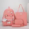 Sac à dos 4 PCS Set Kawaii Girls for Student School Sac Sac adolescent sac à carbage de carbags crayon crayon Femmes Voyage 50