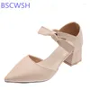 Chaussures habillées 2024 Roman Pumps Femmes Sandales High Talons Sangle de cheville Couleur solide Couleur décontractée Slip-On BEIGE Taille 40