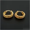 Hoop Huggie Trendy 24k Gold Plated Geometry Bird Nest Design Earring Women Jewelry Drop Delivery Earrings Dhj1x