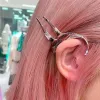 Earrings Trendy Hair Hold Ear Cuff Fairy Zircon Hoop Earrings Korean Sliver Elf Ears Clips for Women Single Side Y2k Punk Party Jewelry