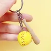 Keychains Baseball Keychain Mini Wood Bat Ball Keyring for Girls Team Sports Match Games Key Ring Gift