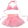 16 år söt baby flickor sommar söt rosa tryckt blommig bikini set badkläder barn delade baddräkt bikinis badkläder strandkläder bada s2176286