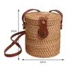 Vintage handgewebte Crossbody -Bag Frauen Mulit Style Round Eimer Strohbag Sommer Rattan Bag Tragbarer Speicher für Einkaufsreisen