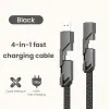 4 I 1 Fast laddningskabel 100W USB Typ C -kabelladdningskabel för Huawei Samsung iPhone PD Power Bank USB C CABLECHARGER USB Datumsladd