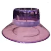 ベレー帽ユニセックスPVC透明なバケツハット明るいゼリーワイドブリム防水雨