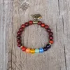 Pulseras de encanto hechas a mano Mujeres vintage originales cuentas de madera Elefante Mala Chakra Bracelet Yoga Healing Seven Strand