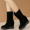 Boots Platform Pumps Shoes Women Genuine Leather Wedges High Heel Snow Female Top Winter Warm Fashion Sneakers Casual