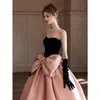 princess satin Prom Dresses 2024 Luxury black off shoulder ball gown Long Formal Party Evening Gowns big bow for Black Girls bridesmaid dress special occasion dress