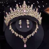 Halsband Royal Queen Opal Tiara Bride smyckesuppsättningar för kvinnor halsband örhängen set med Crown prom bröllop bruddräkt tillbehör