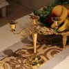 Candle Holders European Zinc Alloy Holder Three-Headed Candlestick Home Table Decoration Golden Silver Black Bronze Romantic Candelabrum