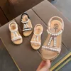 Sandalias Sandalias Sandali per bambini 2023 Summer Nuova Parl Girl Sandals Open punta Princess Sole Sole Sole Shoe Shoe Fashion Shoe Shoe Kid Shoe Y240423