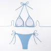 Kąciki kąpielowe projektant Maillot de Bain Triangle Bikini Bikini Zestaw Poliester Solid Niski pasa na plaży Scrunk kantar Seksowne kobiety Skrywskie Toraje de Bano