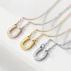 Necklaces eManco Trendy Stainless Steel Necklace Punk Chokers Necklaces for Women Statement U Shape Charm Necklace