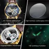 Horloges olevs luxe automatisch mechanisch horloge voor mannen skelet wijzerplaat lederen band waterdichte lichtgevende mode -zakenman polshorloge man