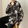 Men's Casual Shirts Summer Floral Shirt Men Fashion Printed Ice Silk Streetwear Loose Long Sleeved Mens Hawaiian M-3XL