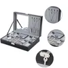 Lnofxas Box Box 8 gioielli per orologi Organizzatore Organizzatore di gioielli Trey Storage Box in pelle nera con specchio e blocco 240412