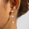 Boucles d'oreilles étalon de la conserverie longue perle zircon S925 Sterling Silver Women's Fashion's Fashion de haute qualité Tempérament de tempérament