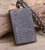 Necklaces Beautiful Natural Black Obsidian Carved Buddhism Words Strip Heart Sutra Lucky Pendant + Black Beads Necklace Fashion Jewelry