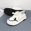 Casual Shoes Genuine Leather Thick Soled College Style Round Toe Small White With Breathable Mesh Simple Comfortable Board