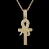 Necklaces Hip Hop Full AAA CZ Zircon Paved Bling Ice Out Horus Eye Ankh Cross Pendants Necklace for Men Women Rapper Jewelry Gold Color