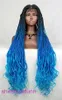 Hot selling dirty braids gradient colored hair wigs freely split 38 inch lace headband