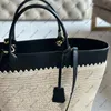 Designer -Tasche Tasche Handtaschen Luxus Strandtasche gewebt und echtes Leder kombinierter Tasche Sommer Beach großer Kapazität Einkaufstasche Achselstasche Tasche