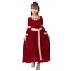 Girl Dresses Kids Girls Robe Medieval Princess Dress Children Fancy Party Costume Toddler Long Sleeve Red Dance Cosplay Gown