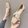 Sıradan Ayakkabı EST Retro Square Head için Kadınlar Çapraz Elastik Band Ballet Flats Yumuşak Rahat Mary Janes Zapatos Chaussure Femme