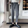 Herrenhosen lässig für Frühling und Herbst mit schlankem Fit Small Bein Taillengürtel koreanische Version Trendyhose