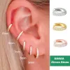 Örhängen 2/6 st 316l rostfritt stål minimalistiska hoop örhängen kristall zirkonium liten brosk spiral tragus piercing smycken för kvinnor