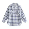 سترات نسائية Trafza 2024 Spring Women Casual Plaid Vintage Single Single Coats Pocket Gocket Eversize Scedts