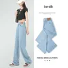 Women's Jeans Ice Silk Jeans for Women 2023 New Summer High Waist Slim Straight Wide Leg Pants Korean Ladies Casual Loose Denim Trousers Y240422