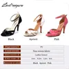 Dance Shoes Ladingwu Latin Women Ballroom Dancing For Flannel y PU Apricot Tisos negros Pink Sandalias