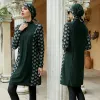 Kleding Vrouwen Moslim Burkini zwempak badkleding Mujer Green Muslem Muslem Maillot de Bain Femme hele zwarte lange mouw met sjaal haarkap