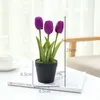 Dekorative Blumen künstliche Tulpen Bonais gefälschte drei Blumenköpfe Topf Hochzeit Party Dekoration Büro Desktop Wohnzimmer Ornament