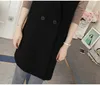 Colete feminino Colete de primavera Elegante Jaqueta sem mangas preta de moda coreana Casa longa Long Cardigan Solid Cardigan Coloque