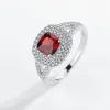 Ringar Tongzhe Luxury Brand Red CZ Wedding Rings for Women Halo Solitaire 925 Sterling Silver Rings Indian Smyckesjubileum