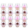 Éliminer les conteneurs 20 pcs plastique jetable jetable cupcake individuel transparente porte-support empilable double compartiment